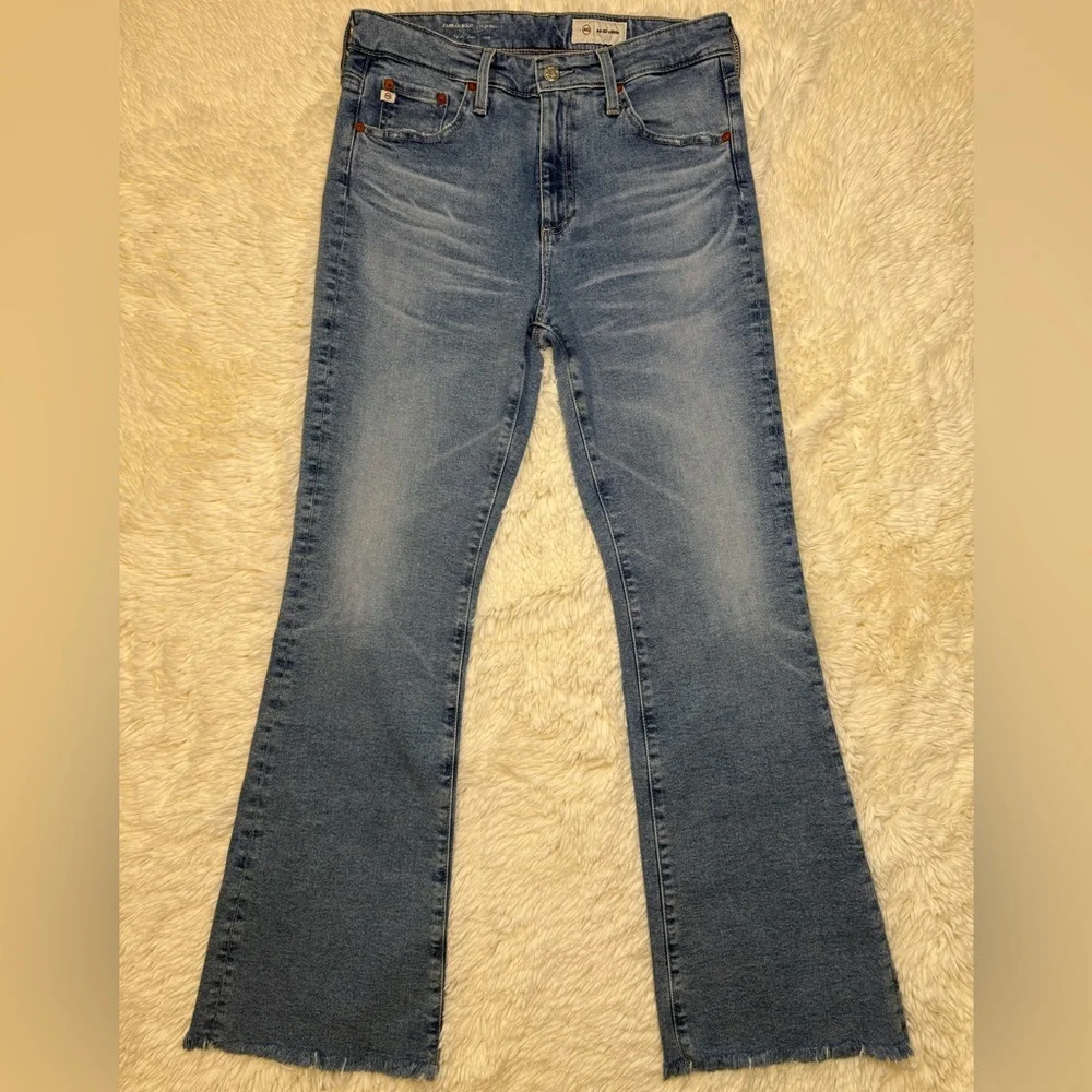 AG Adriano Goldschmied Light Wash Bootcut Jeans w/ Raw Hem